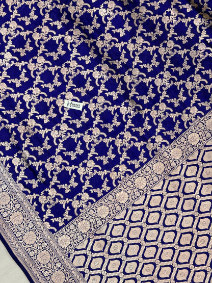 Electric blue Banarasi Pure Katan Silk Saree | Pure Silk | Cutwork Technique | Banarasi Katan Silk Saree