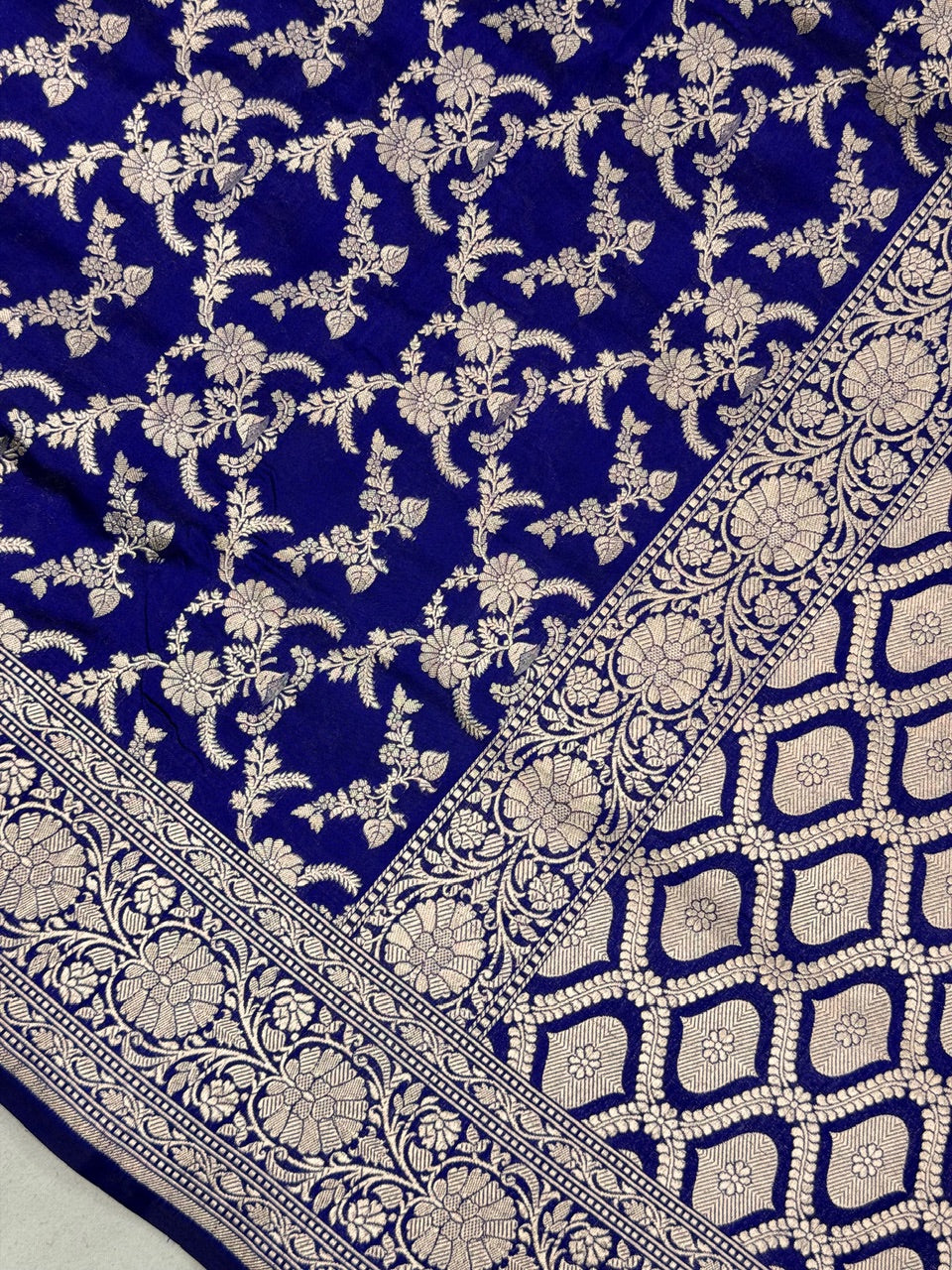Electric blue Banarasi Pure Katan Silk Saree | Pure Silk | Cutwork Technique | Banarasi Katan Silk Saree