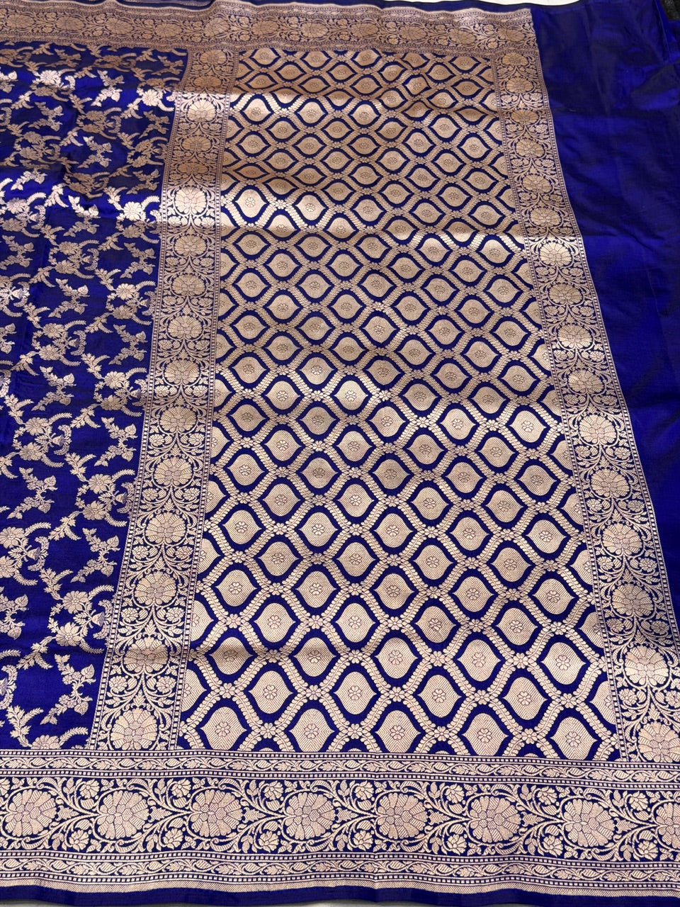 Electric blue Banarasi Pure Katan Silk Saree | Pure Silk | Cutwork Technique | Banarasi Katan Silk Saree