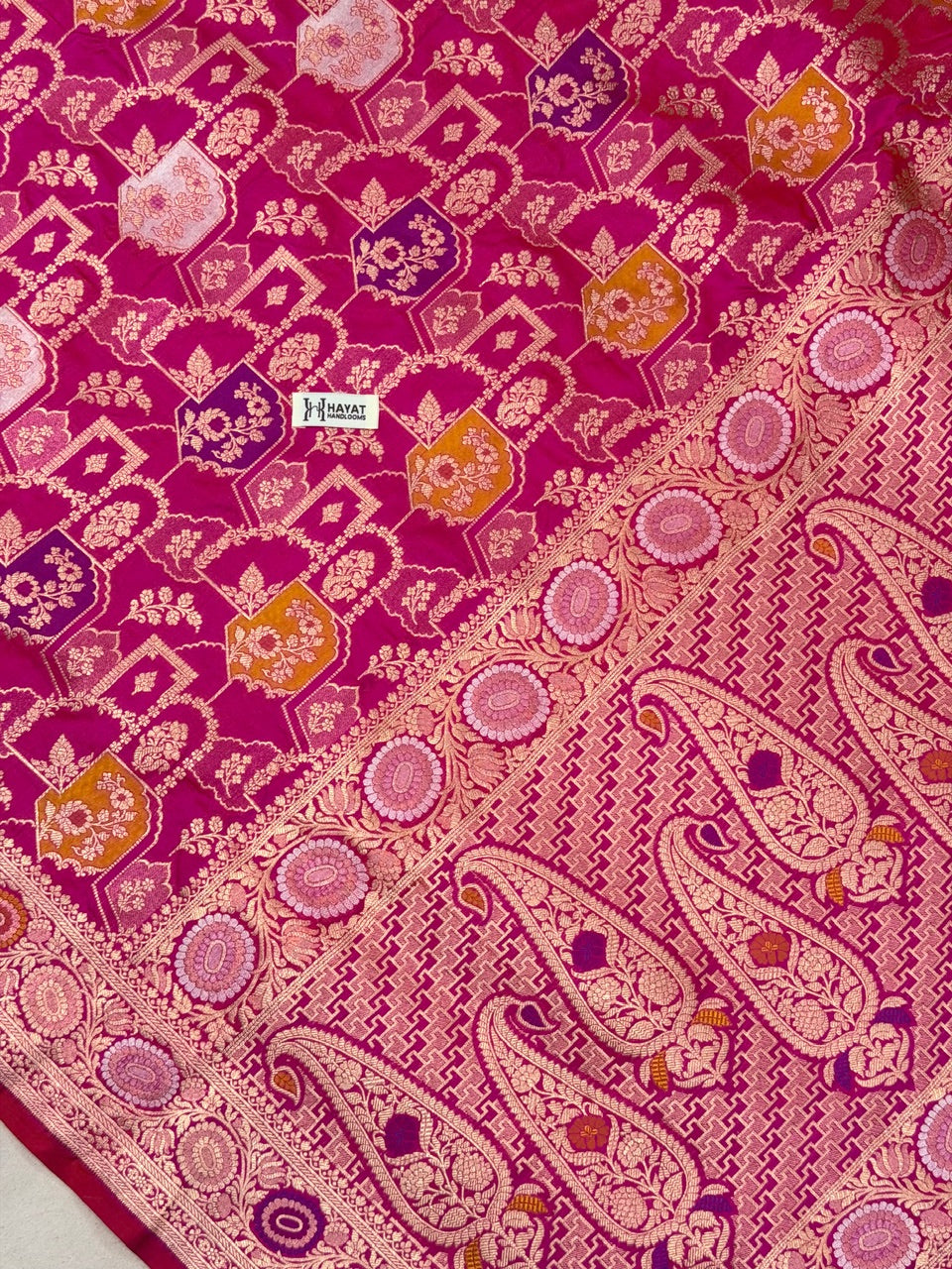 Rani Pink Banarasi Pure Katan Silk Saree | Pure Silk | Cutwork Technique | Banarasi Katan Silk Saree