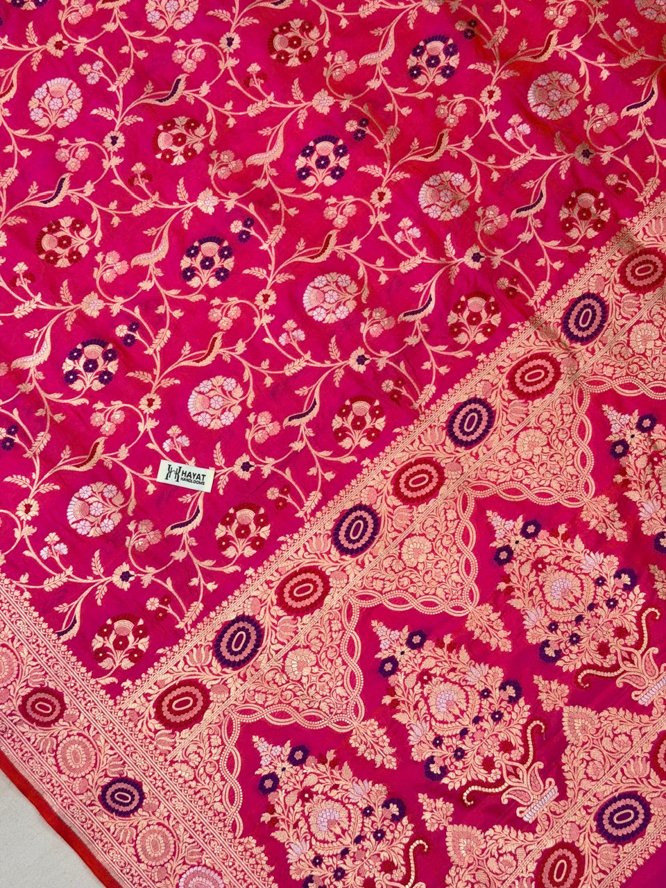 Rani Pink Banarasi Pure Katan Silk Saree | Pure Silk | Cutwork Technique | Banarasi Katan Silk Saree