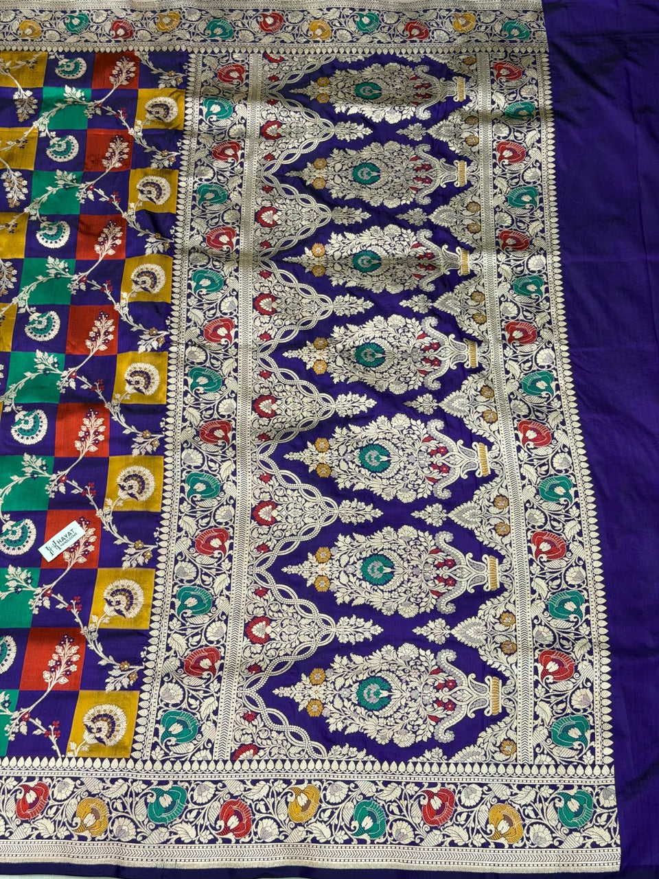 Multi Colour Rangkaat Banarasi Pure Katan Silk Saree | Pure Silk | Cutwork Technique | Banarasi Katan Silk Saree