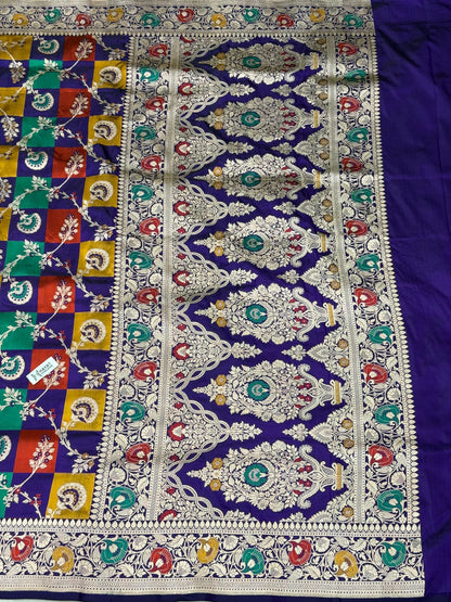 Multi Colour Rangkaat Banarasi Pure Katan Silk Saree | Pure Silk | Cutwork Technique | Banarasi Katan Silk Saree