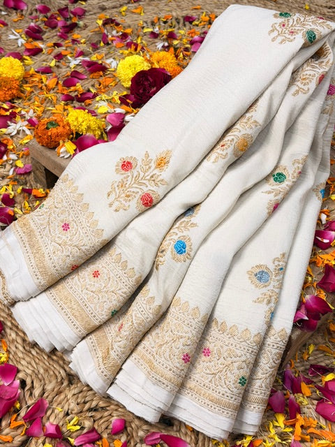 Natural Banarasi Pure Tussar Georgette Saree