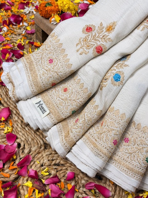 Natural Banarasi Pure Tussar Georgette Saree