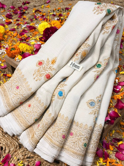 Natural Banarasi Pure Tussar Georgette Saree