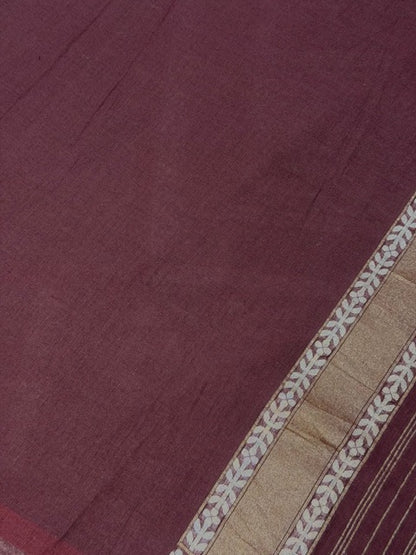 Coffee brown Banarasi cotton Jamdani handloom Saree