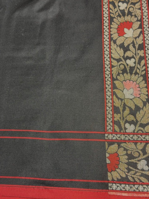 Black Pure Banarasi Ektara Jamdani Silk Handwoven Saree