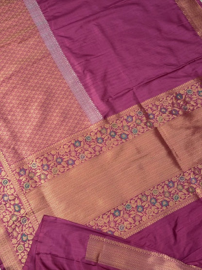 Dusty Rose Pink Pure katan silk handvowen banarasi saree