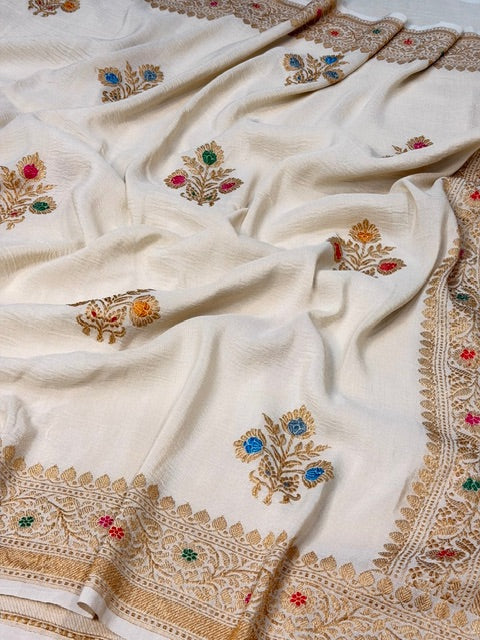 Natural Banarasi Pure Tussar Georgette Saree