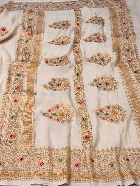 Natural Banarasi Pure Tussar Georgette Saree