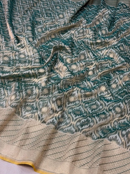 Sage Green Pure kora tissue Handloom banarasi saree