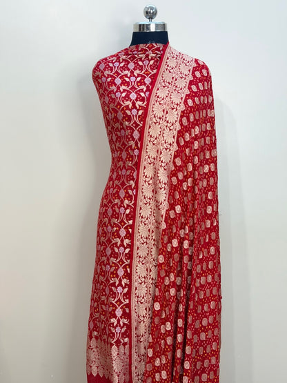Red Chiffon Suit Set with Dupatta