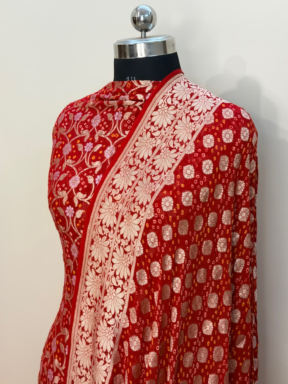 Red Chiffon Suit Set with Dupatta