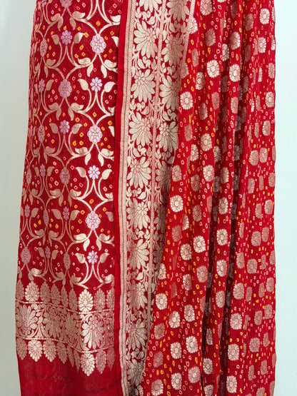 Red Chiffon Suit Set with Dupatta