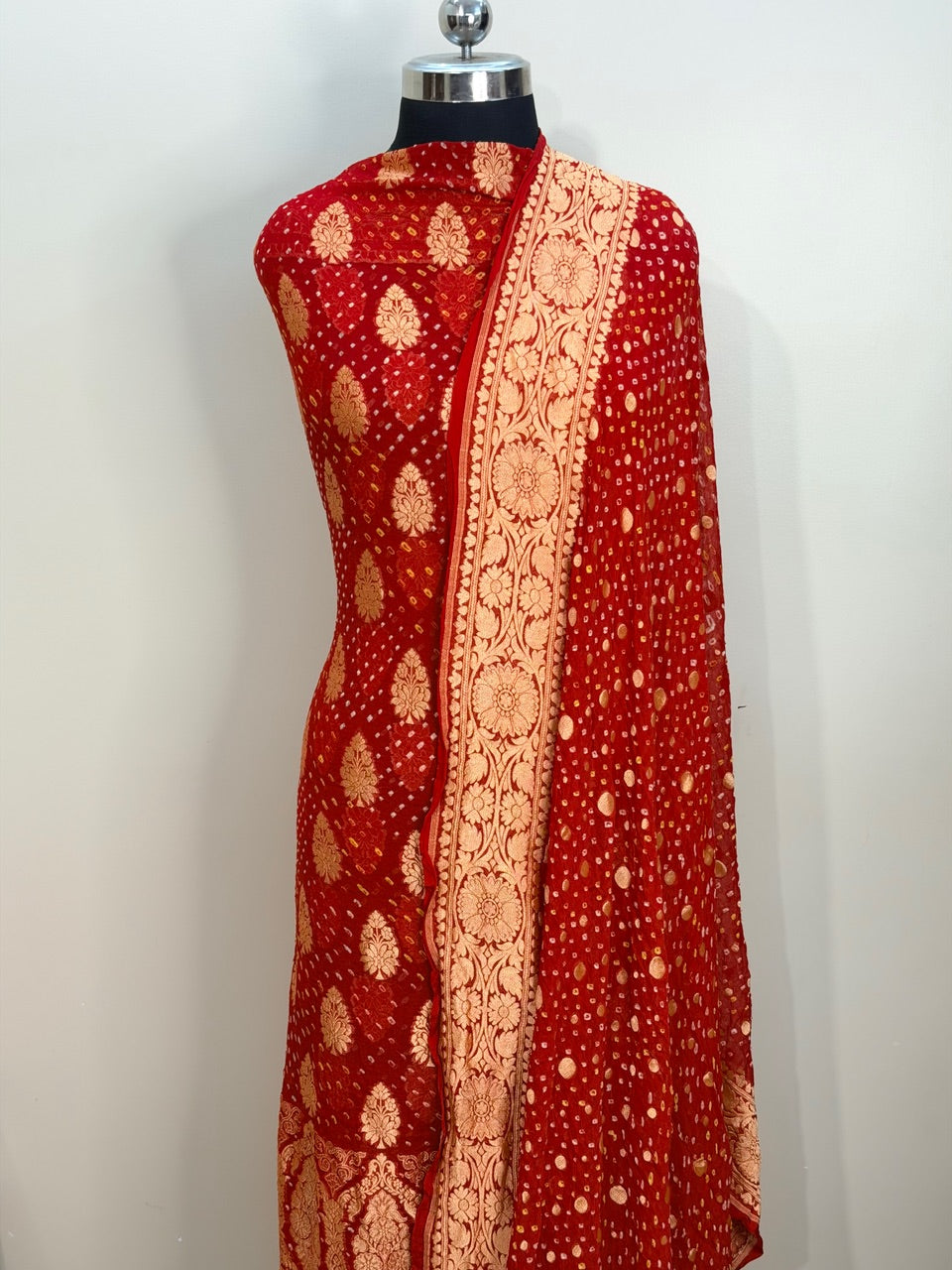 Red Chiffon Suit Set with Dupatta