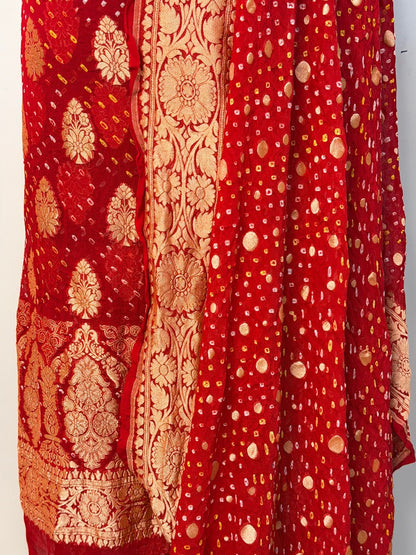 Red Chiffon Suit Set with Dupatta