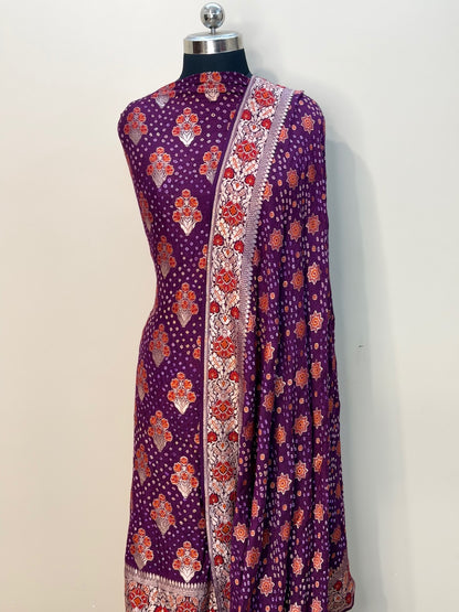 Magenta Pink Chiffon Suit Set with Dupatta