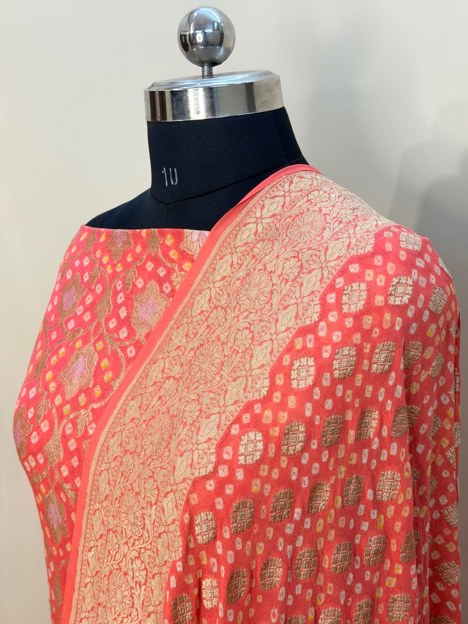 Peach Chiffon Suit Set with Dupatta