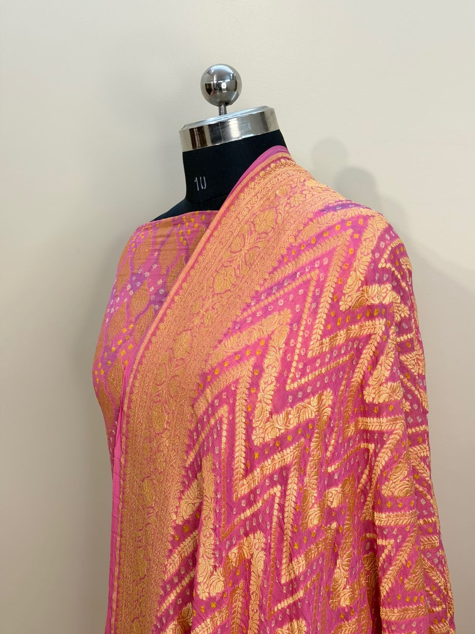 Peach Chiffon Suit Set with Dupatta