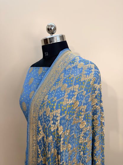 Sky Blue Chiffon Suit Set with Dupatta