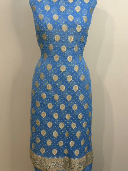 Sky Blue Chiffon Suit Set with Dupatta