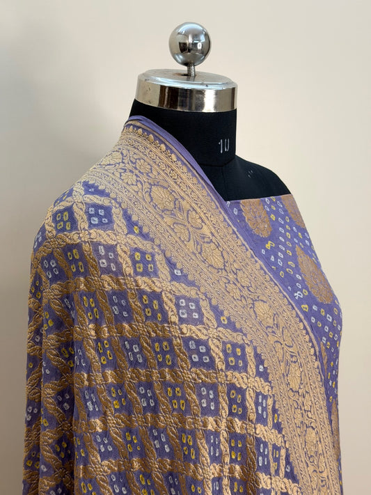 Lavender Purple Chiffon Suit Set with Dupatta