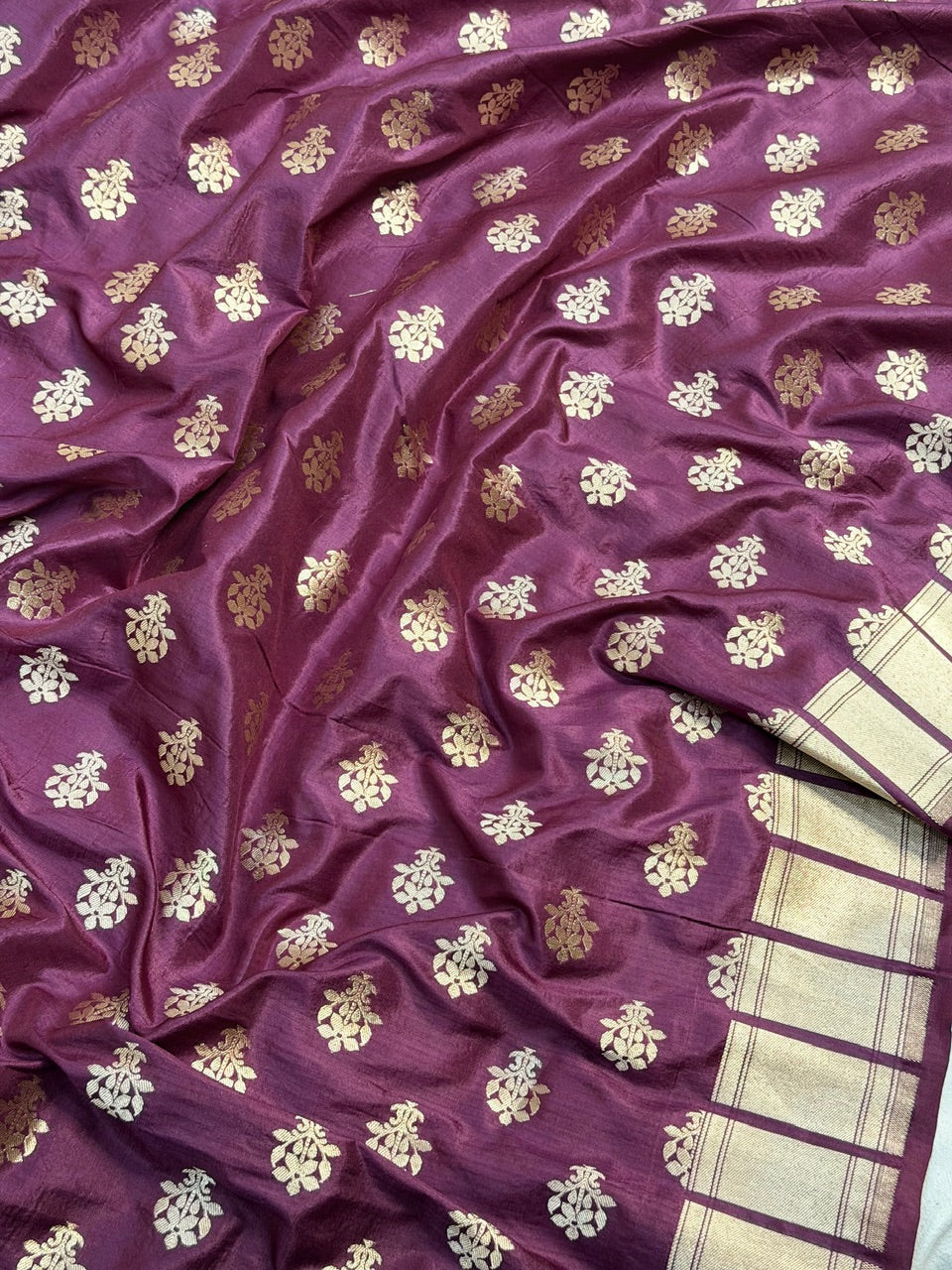 Wine Banarasi Katan Silk Lehenga with Silver Zari Weaving | Bridal & Festive Ethnic Wear