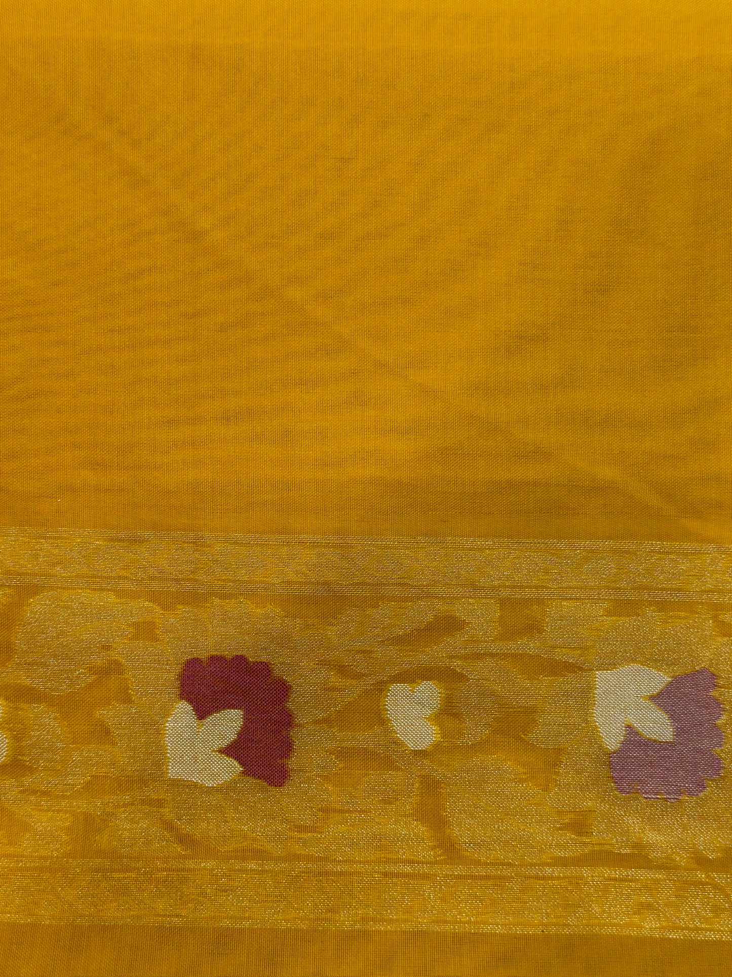 Yellow Banarasi Kora Jamdani Silk Handwoven Saree