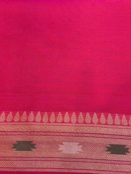 Rose Pink  Banarasi Kora Jamdani Silk Handwoven Saree