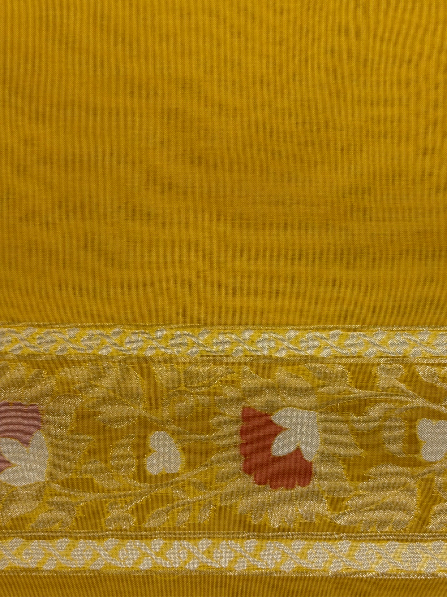 Yellow Banarasi Kora Jamdani Silk Handwoven Saree