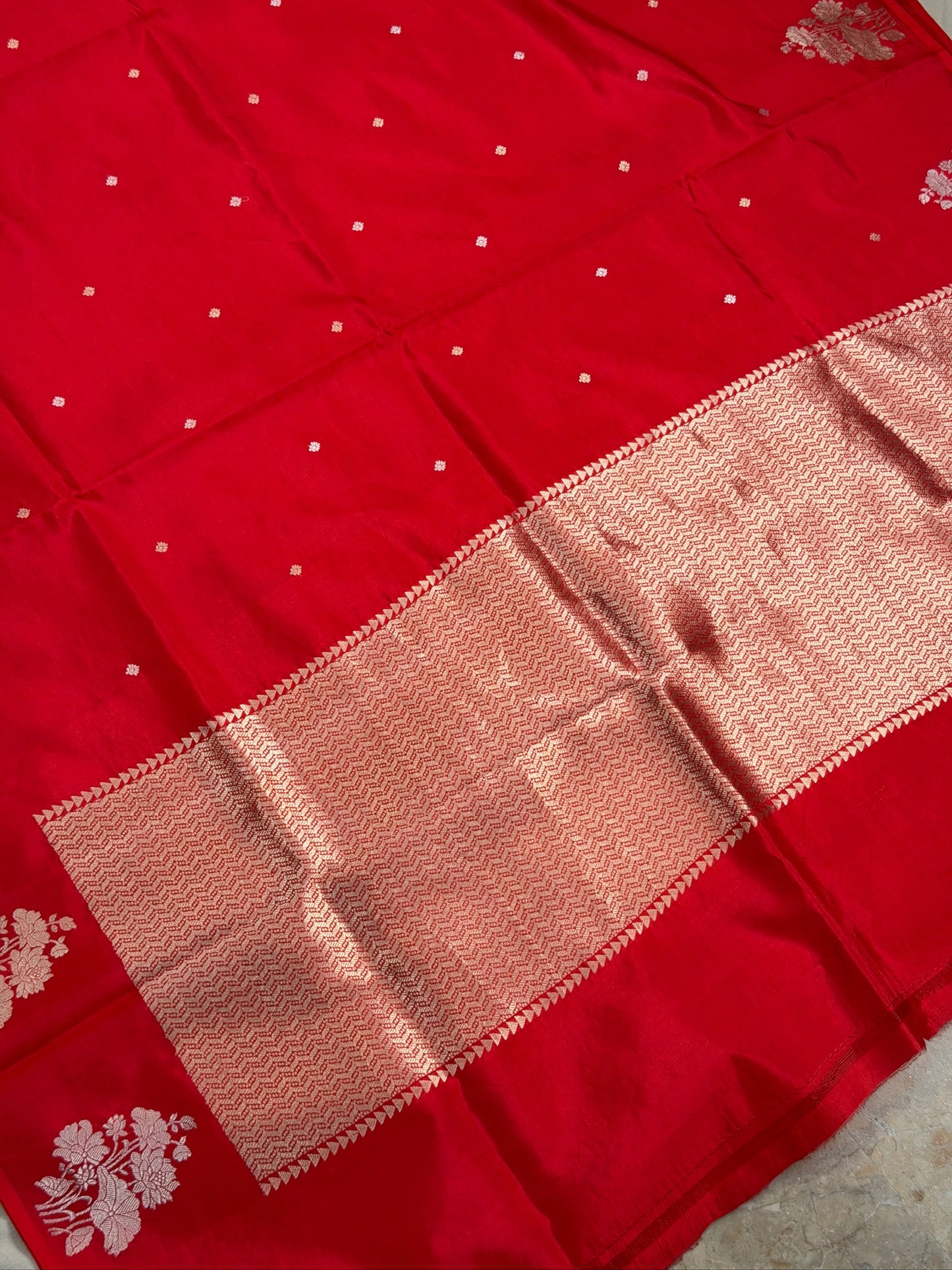 Red Pure Katan Silk Handwoven Saree