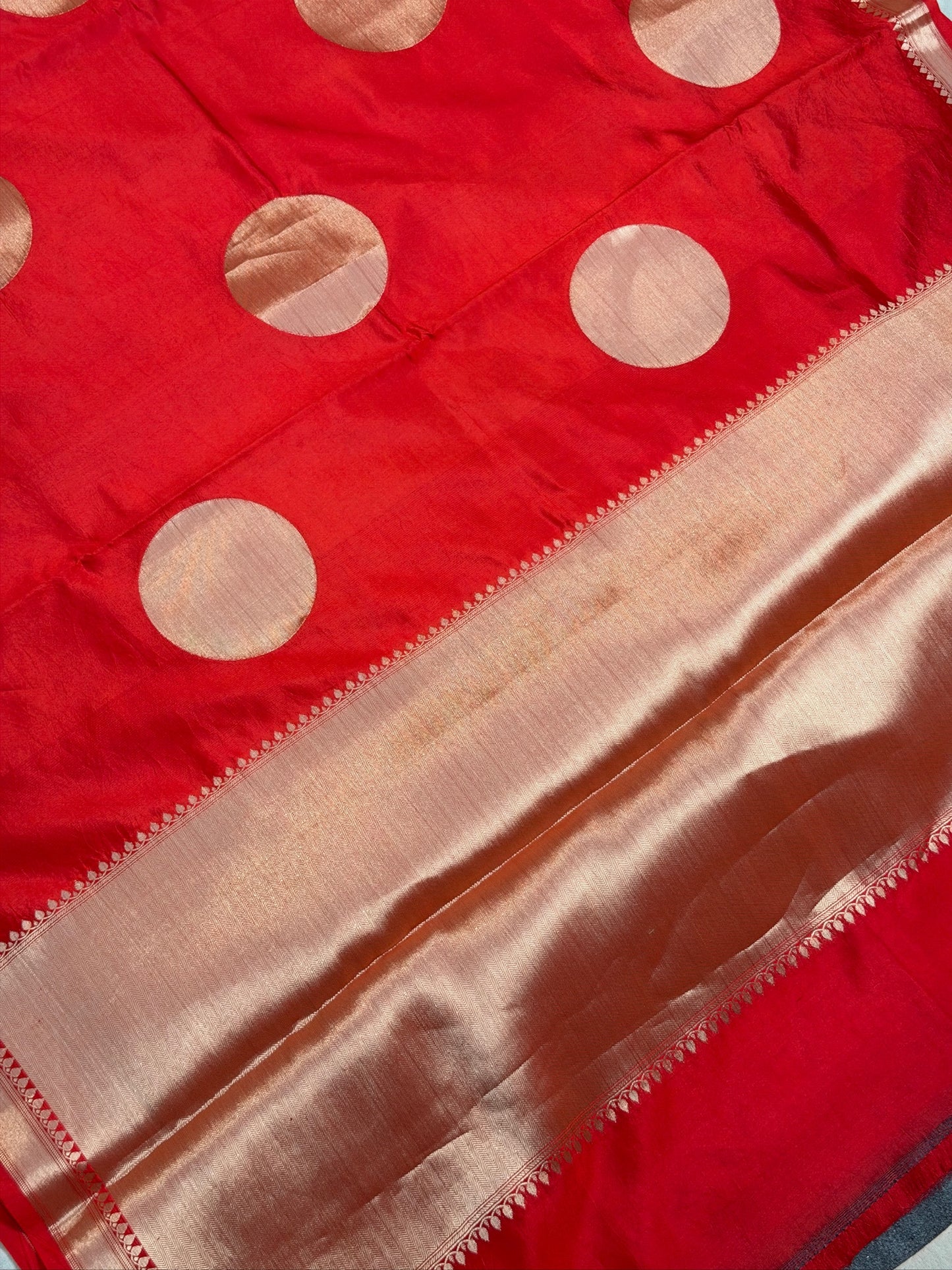 Red Pure Katan Silk Handwoven Saree
