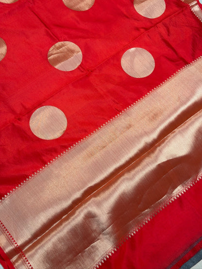 Red Pure Katan Silk Handwoven Saree