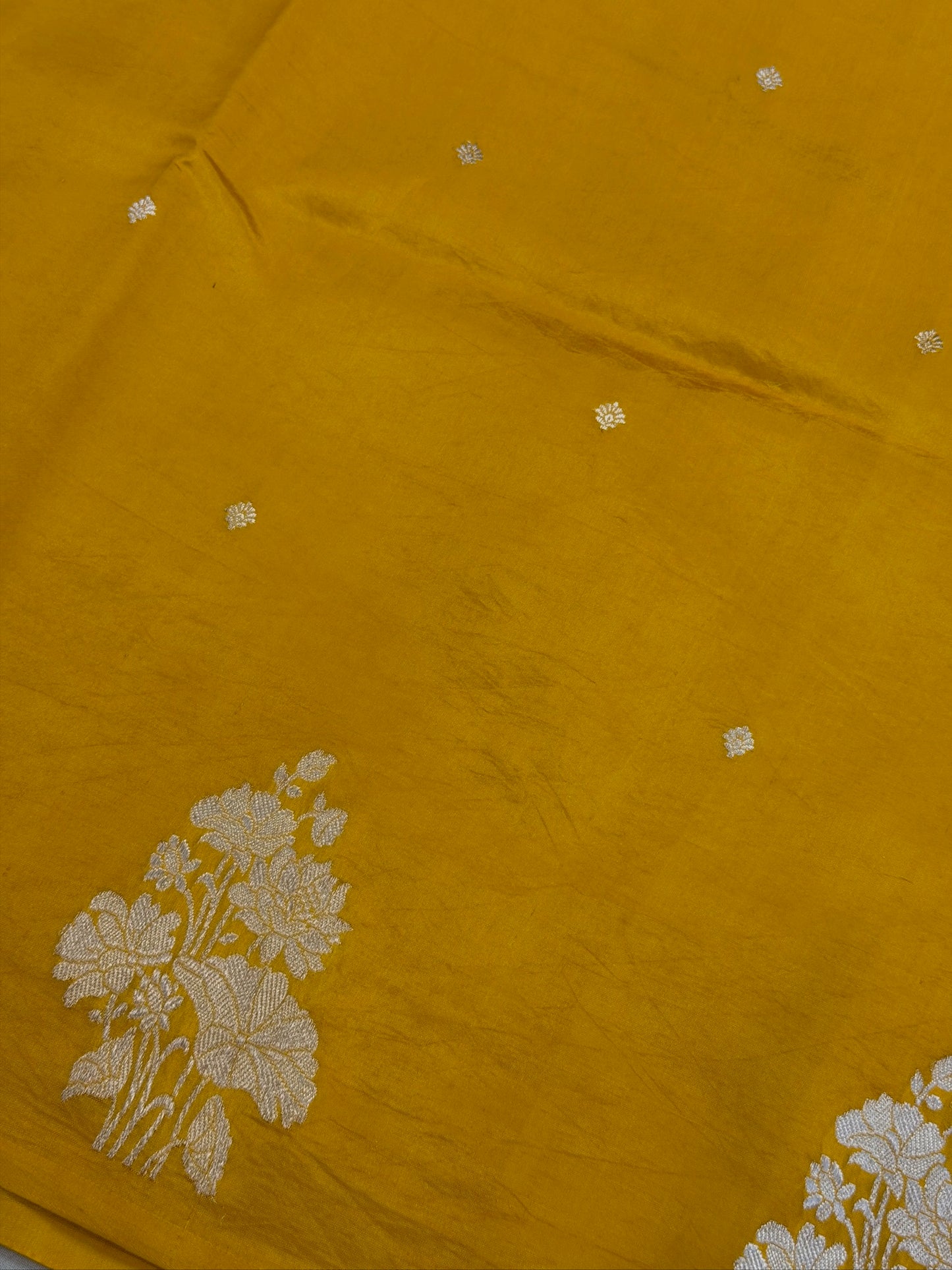 Yellow Pure Katan Silk Handwoven Saree
