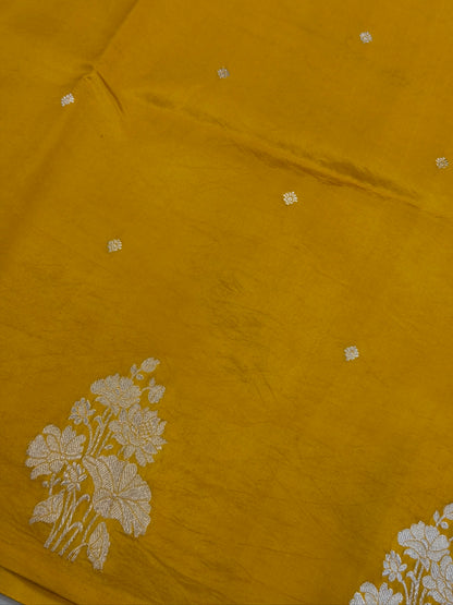 Yellow Pure Katan Silk Handwoven Saree