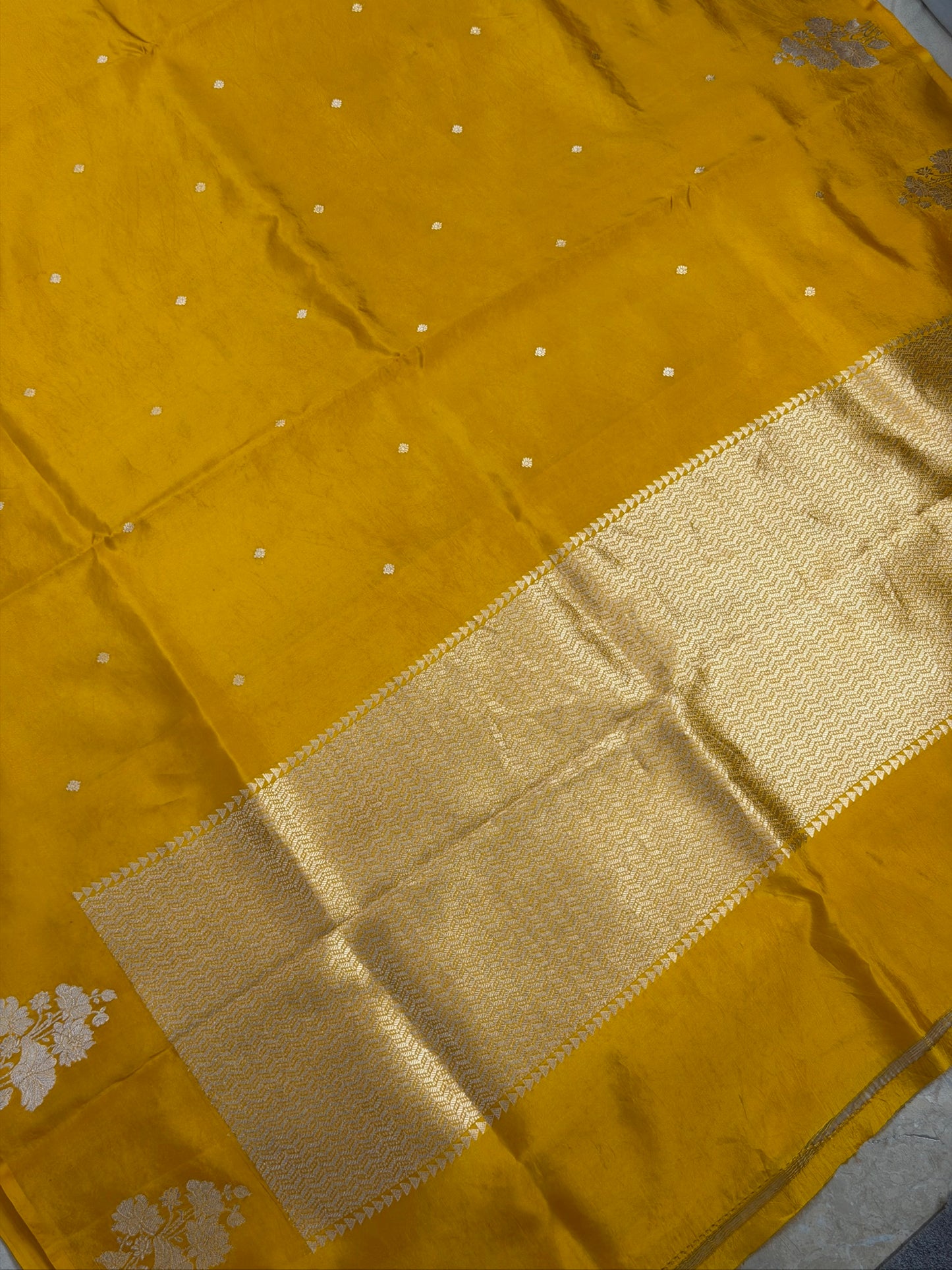 Yellow Pure Katan Silk Handwoven Saree