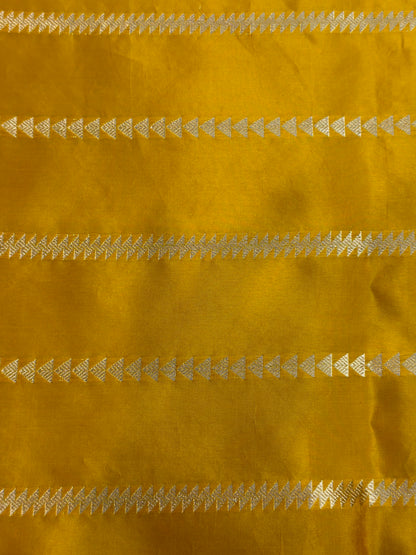 Yellow Pure Katan Silk Handwoven Saree