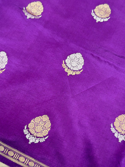 Purple Pure Katan Silk Handwoven Saree