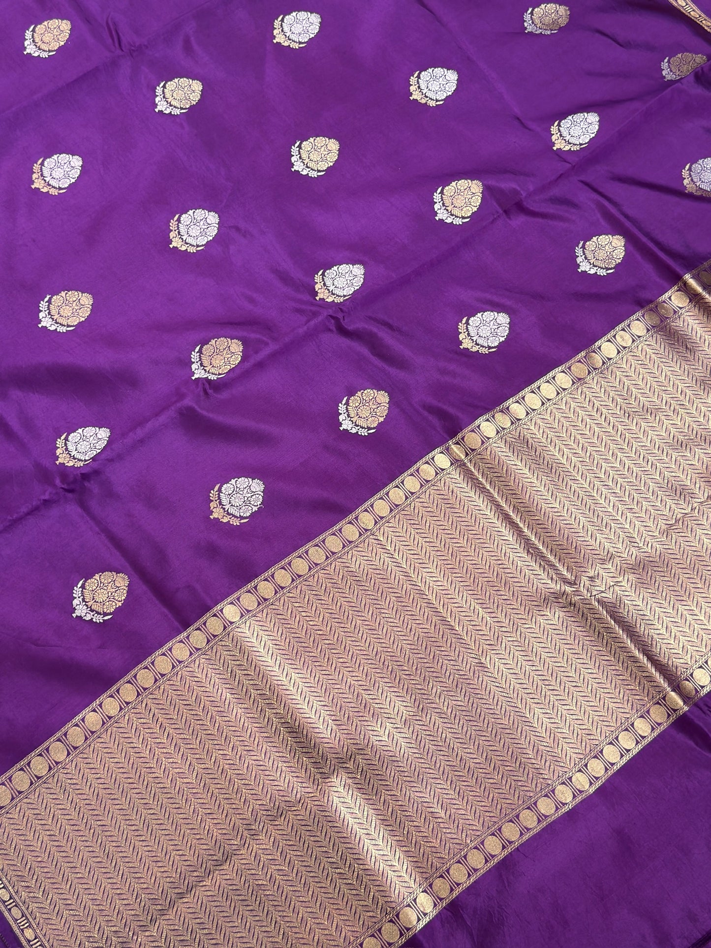 Purple Pure Katan Silk Handwoven Saree