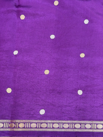 Purple Pure Katan Silk Handwoven Saree