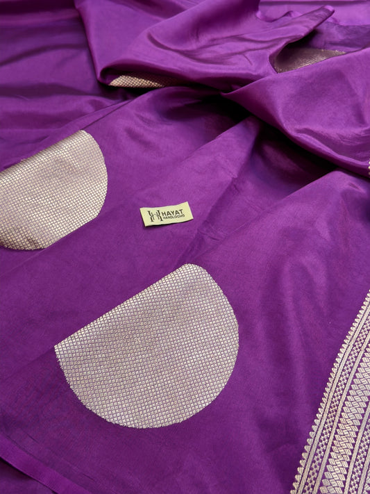 Purple Pure Katan Silk Handwoven Saree