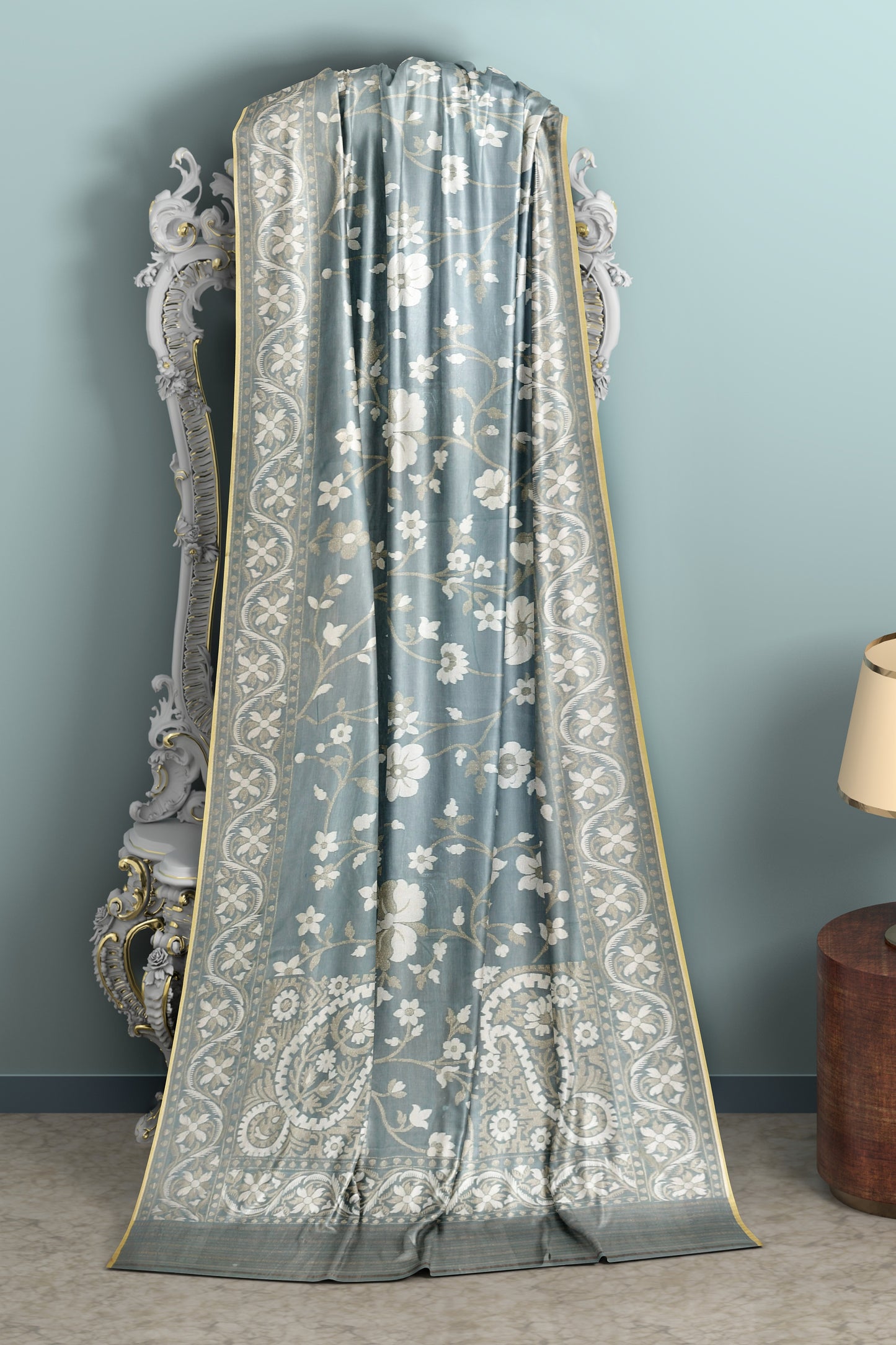 Pure Katan Silk Saree in Pastel Green