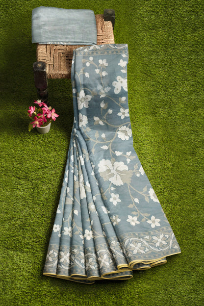 Pure Katan Silk Saree in Pastel Green