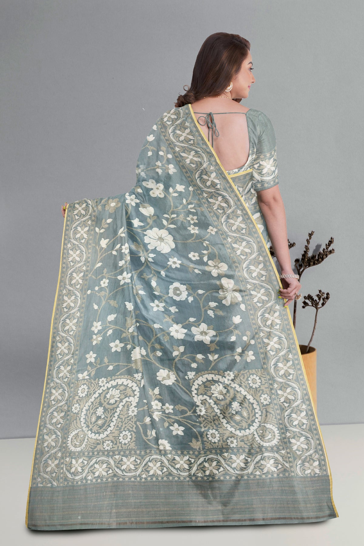 Pure Katan Silk Saree in Pastel Green