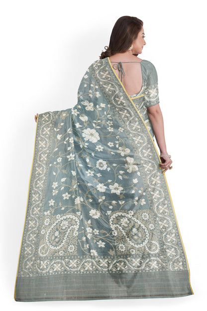 Pure Katan Silk Saree in Pastel Green