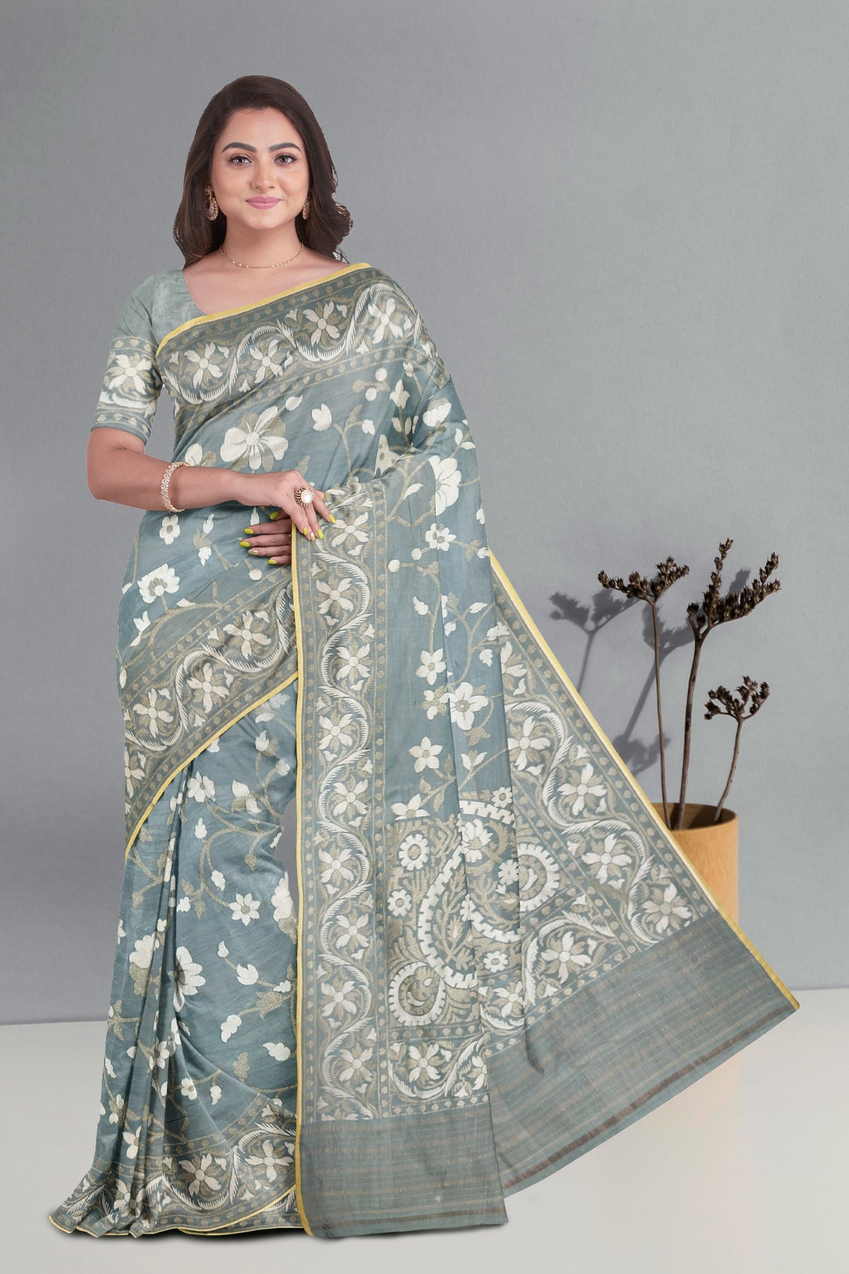 Pure Katan Silk Saree in Pastel Green