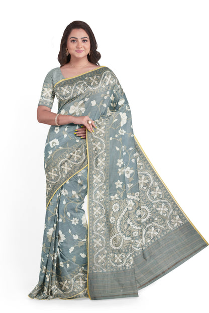 Pure Katan Silk Saree in Pastel Green