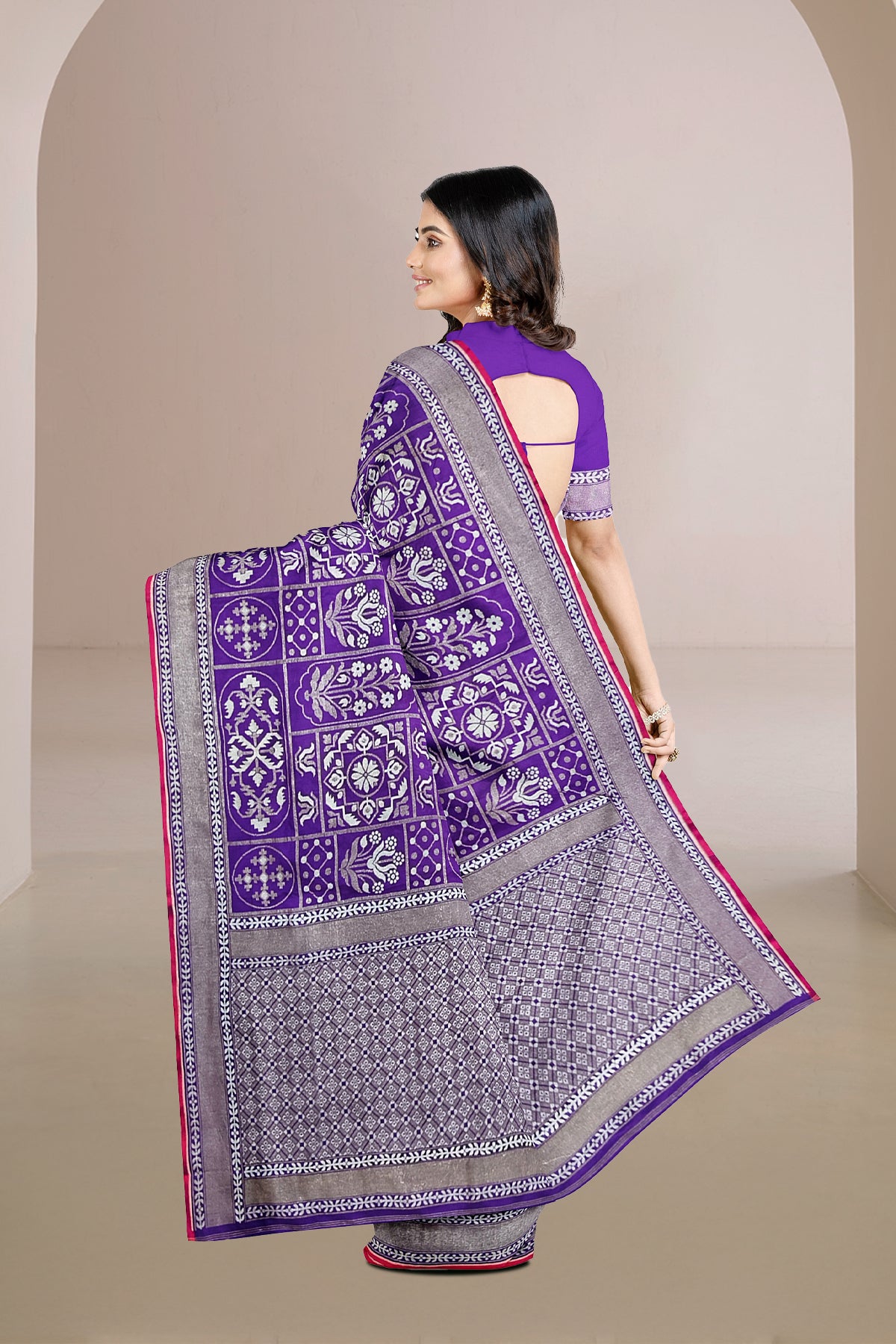 Pure Katan Silk Saree in Purple Color