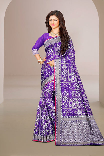 Pure Katan Silk Saree in Purple Color